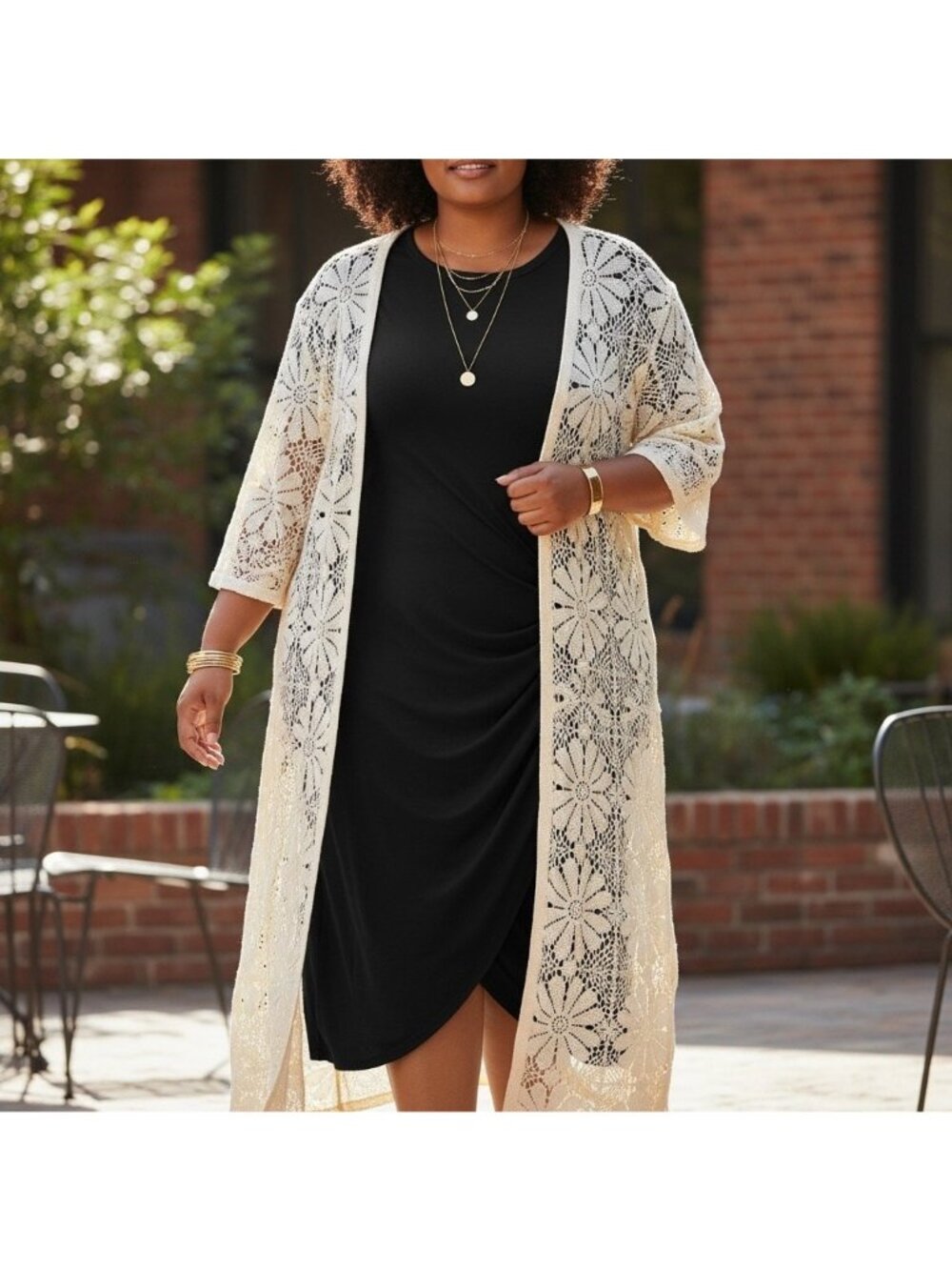 Maurices 24/7 NWT Black Knit Wrap Tie Dress Boho Sz XL Prairie Festival Western - Picture 4 of 8